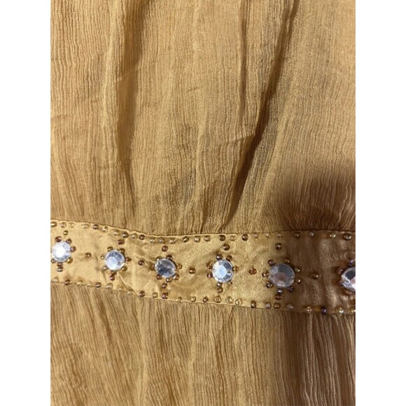 Spencer Jeremy Silk Empire Waist Rhinestone Silk Blouse MUSTARD YELLOW HOLIDAY - Picture 4 of 8